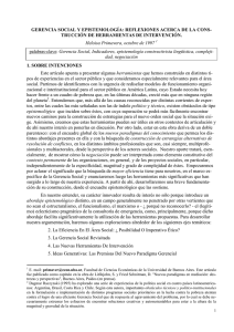Gerencia Social y epistemología - Facultad de Ciencias Económicas