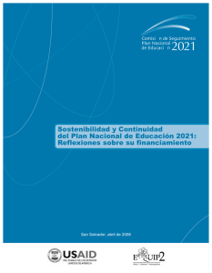 Sostenibilidad y Continuidad del Plan Nacional de Educación 2021