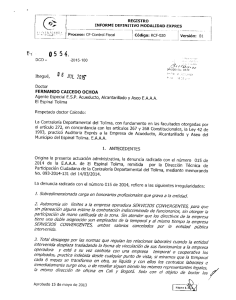Informe Auditoría Denuncia No. 015 de 2014 E.S.P. del Espinal