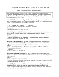 Study Guide - Spanish 202 – Exam 1 – Chapter 12 – ( points