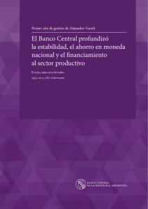primer año de gestión - del Banco Central de la República Argentina