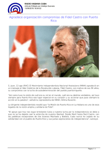 Agradece organización compromiso de Fidel Castro con Puerto Rico