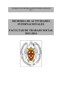 memoria de actividades internacionales facultad de trabajo social