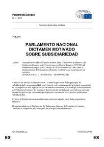 es es parlamento nacional dictamen motivado sobre subsidiariedad