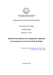 Análisis Psicométrico de la adaptación argentina de la escala de