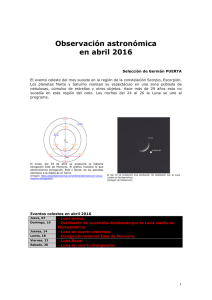 Observación astronómica en abril 2016