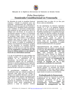 Ficha Descriptiva: Enmienda Constitucional en Venezuela