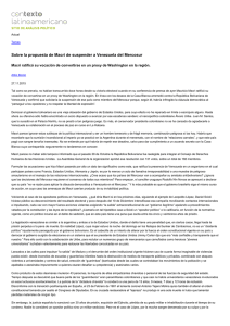 Sobre la propuesta de Macri de suspender a Venezuela del Mercosur