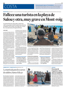Fallece una turista en la playa de Salou y otra, muy grave en Mont-roig