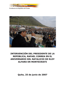 INTERVENCIÓN DEL PRESIDENTE DE LA REPÚBLICA, RAFAEL