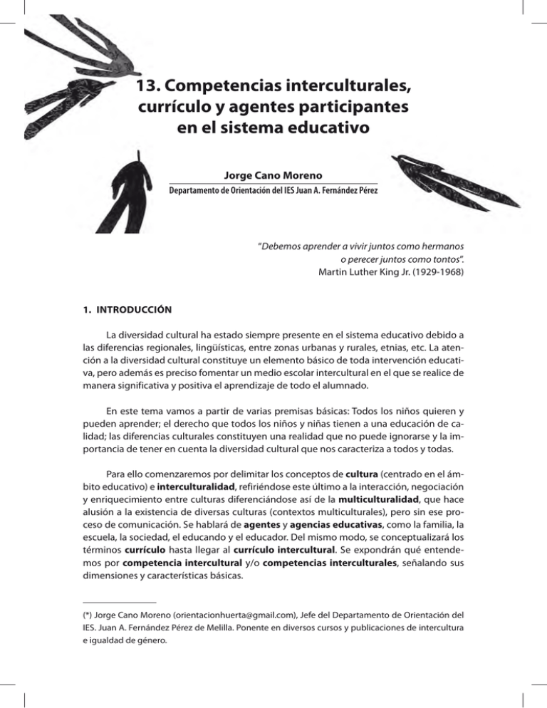 13 Competencias interculturales currículo y agentes participantes