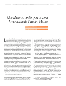Maquiladoras: opción para la zona henequenera de Yucatán , México