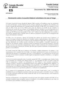 Declaración sobre el acuerdo bilateral colombiano de cese al fuego