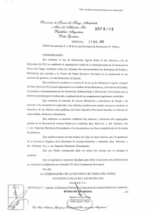 Decreto Pcial. N° 3073/15 Secretaría de Asuntos Relativos a