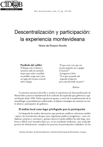 Descentralización y participación: la experiencia