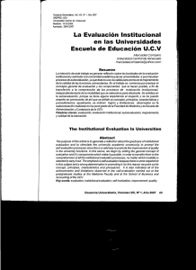 La Evaluación Institucional en las Universidades. Escuela de
