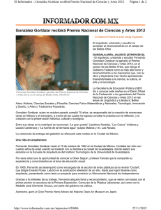 González Gortázar recibirá Premio Nacional de Ciencias y Artes 2012