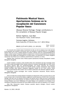 Patrimonio Musical Vasco. Aportaciones foráneas en la recopilación