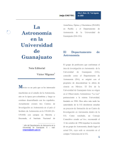 La Astronomía en la Universidad de Guanajuato