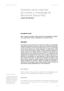 Inventario de la colección de minería y mineralogía de Bartolomé