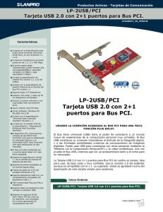 LP-2USB/PCI Tarjeta USB 2.0 con 2+1 puertos para Bus PCI.