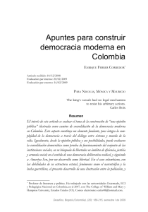 Apuntes para construir democracia moderna en Colombia