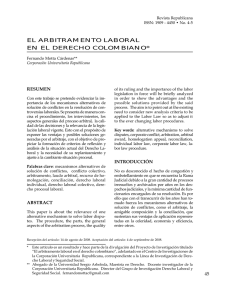 el arbitramento laboral en el derecho colombiano