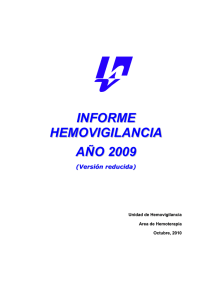 INFORME HEMOVIGILANCIA AÑO 2009