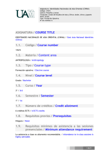 ASIGNATURA / COURSE TITLE 1.1. Código / Course number 1.2