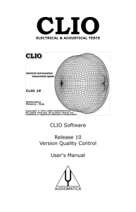 CLIO Software Release 10 Version Quality Control