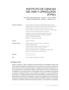 INSTITUTO DE CIENCIAS DEL MAR Y LIMNOLOGÍA (ICMyL)