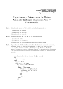 Algoritmos y Estructuras de Datos. Gu´ıa de Trabajos Prácticos Nro