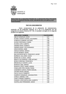 resultado de la segunda prueba de la oposición para provisión de