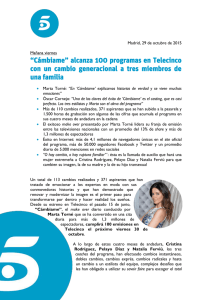 “Cámbiame” alcanza 100 programas en Telecinco con