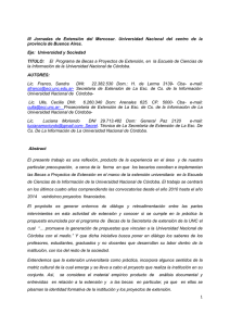 1 III Jornadas de Extensión del Mercosur. Universidad Nacional del