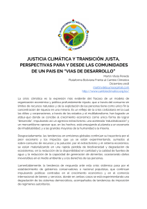 JUSTICIA CLIMÁTICA Y TRANSICIÓN JUSTA, resumen ejecutivo
