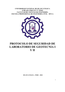PROTOCOLO DE SEGURIDAD DE LABORATORIO DE DE GEOTECNIA I Y II