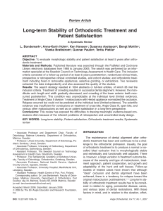 Long-term Stability of Orthodontic Treatment and