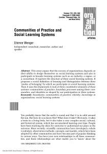 Wenger 2000 - Communities of Practice and Social Learning Systems