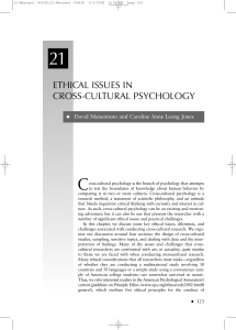 Ethical Issues in Cross Cultural Psych