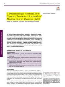 Pharmacologic Approaches to glycemic treatments