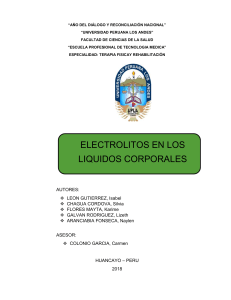ELECTROLITOS EN LOS LIQUIDOS CORPORALES