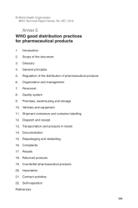WHO good distribution practices for pharmaceutical products