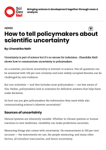 How to tell policymakers about scientific uncertainty