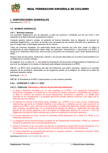 REAL FEDERACION ESPAÑOLA DE CICLISMO - Reglamento