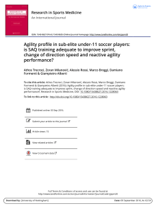 agility in sub elite -under 11 soccer players saq