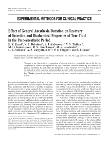Effect of General Anesthesia Duration on Recovery of Secretion and Biochemical Properties of Tear Fluid in the Post-Anesthetic Period