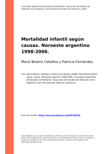 Mortalidad infantil segun causas. Noroeste argentino 1998-2006