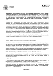 RESOLUCIÓN DE LA AGENCIA ESTATAL DE SEGURIDAD FERROVIARIA-MINISTERIO DE FOMENTO ESPAÑOL- LICENCIA Y DIPLOMA DE MAQUINISTA FORMACIÓN PERSONAL FERROVIARIO. AL AMPARO DE LO ESTABLECIDO EN LOS ARTICULOS 34 Y 40 DE LA ORDEN FOM/2872/2010, DE 5 DE NOVIEMBRE POR LA QUE SE DETERMINAN LA CONDICIONES QUE PERMITEN EL EJERCICIO DE LAS FUNCIONES DEL PERSONAL FERROVIARIO RELACIONADOS CON LA SEGURIDAD EN LA CIRCULACIÓN