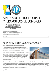 Sindicato de Profesionales y Jerarquicos de Comercio » FALLO DE LA JUSTICIA CONTRA CENCOSUD